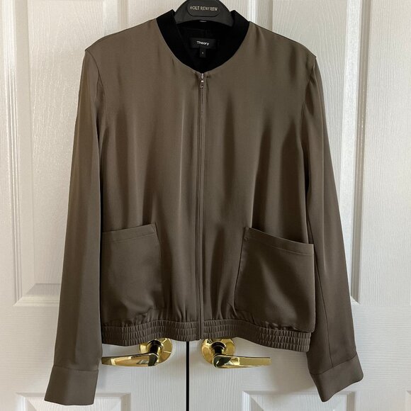 Theory Baharah Silk bomber jacket - size Small - Picture 4 of 14